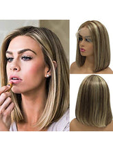 SULMY Brown Blonde Highlights Short Balayage Bob Wigs for White Women 100% Human Hair